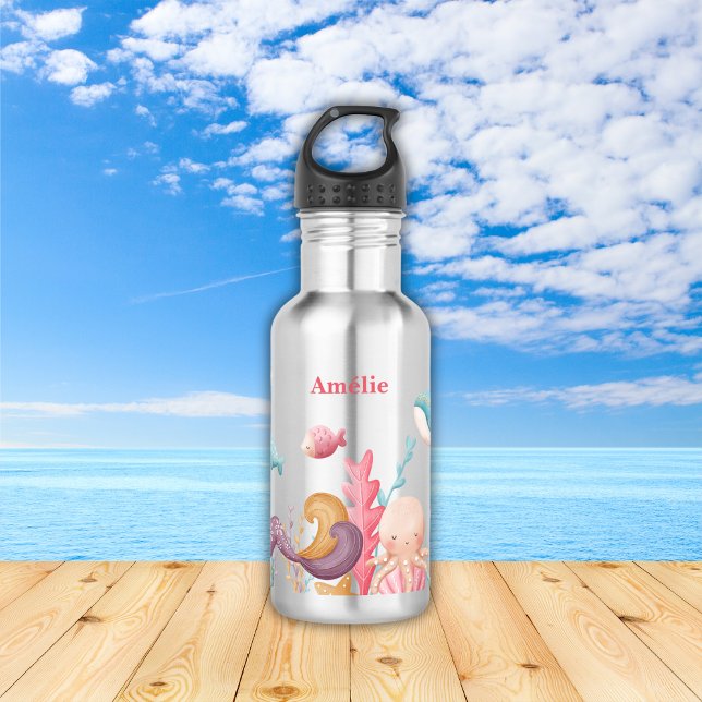 Girl Personalisiert Mermaid Ocean Edelstahlflasche (Von Creator hochgeladen)