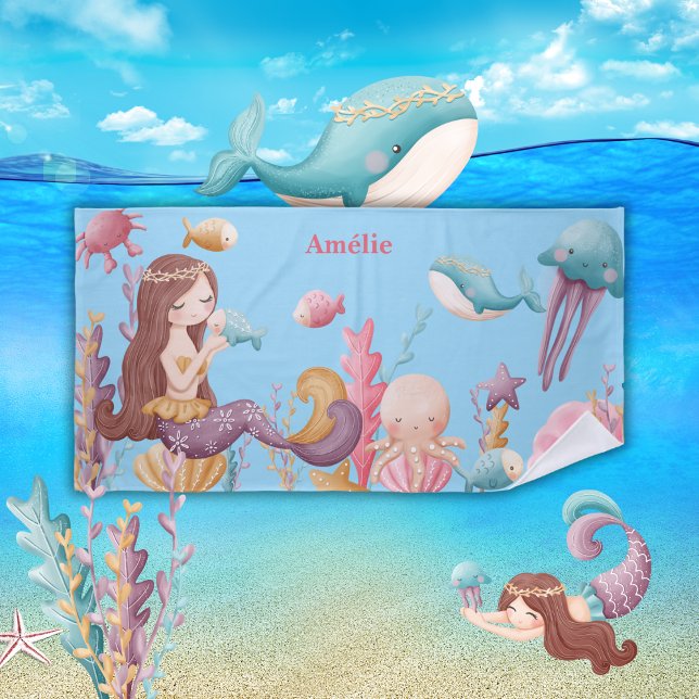 Girl Personalisiert Mermaid Ocean Strandtuch (Von Creator hochgeladen)