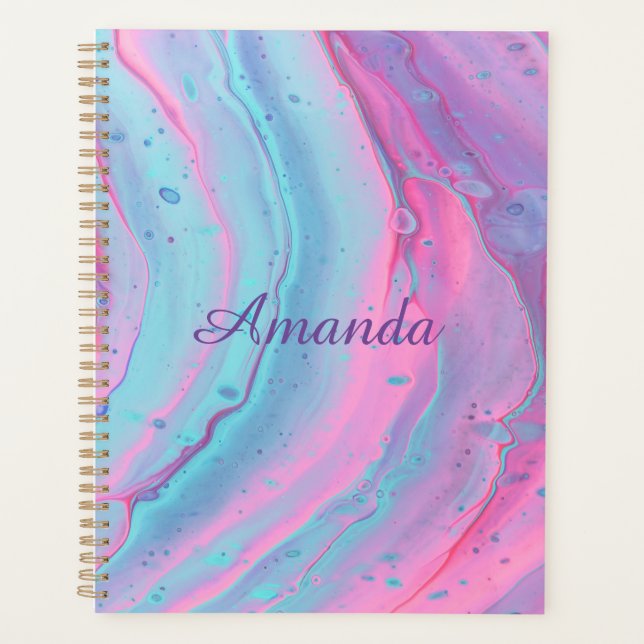 Girl Personalisiert Pink and Blue Wirbel Planer (Vorderseite)