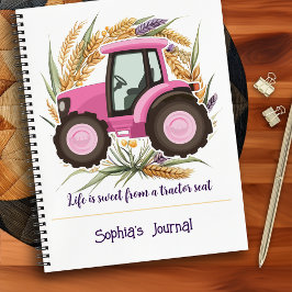 Girl Personalisiert Pink Farm Tractor Girl Notizbuch