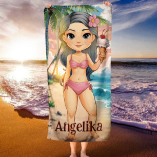 Girl Personalisiert Tropical Strandtuch
