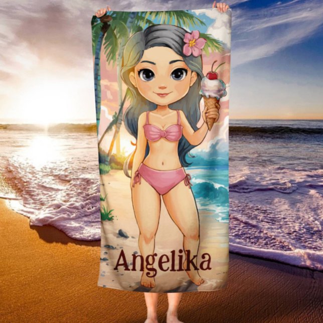 Girl Personalisiert Tropical Strandtuch (Von Creator hochgeladen)