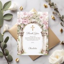 Girl photo First Communion pink floral arch
