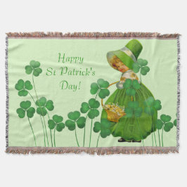 Girl Picking Kleeblatts St Patrick's Day Decke