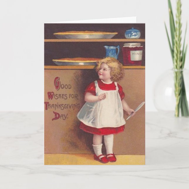 Girl & Pies Feiertagskarte (Vorderseite)