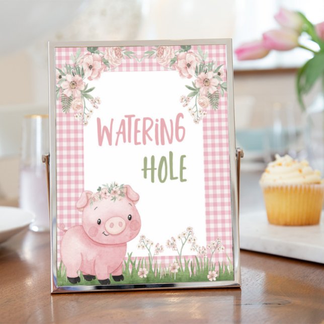 Girl Pig Watering Hole-Zeichen, Party-Dekoration Poster (Von Creator hochgeladen)