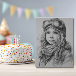 Girl Pilot Aviator Fun Aviation Birthday  Postkarte