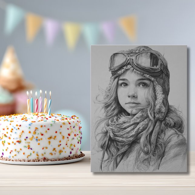 Girl Pilot Aviator Fun Aviation Birthday  Postkarte (Von Creator hochgeladen)