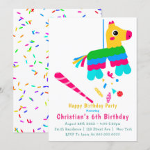 Girl Piñata 6. Geburtstag Einladungen