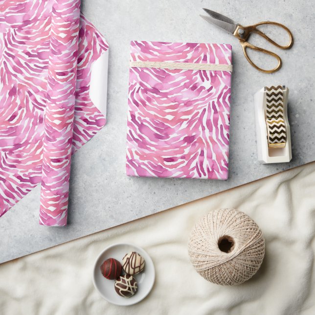 Girl Pink Animal Zebra Print Geschenkpapier (Kunsthandwerk)