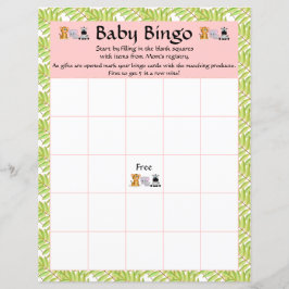 Girl Pink Baby Bingo Baby Dusche Safari Jungle