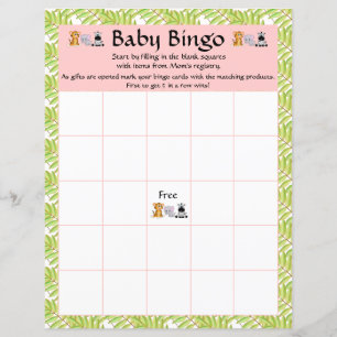Girl Pink Baby Bingo Baby Dusche Safari Jungle