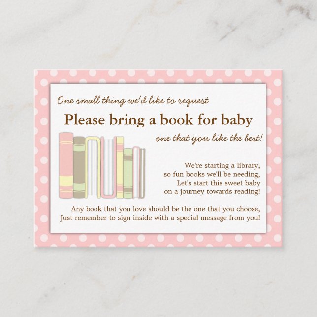 Girl Pink Babydusche Buchsteckkarte Begleitkarte (Vorderseite)