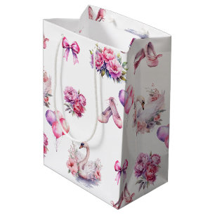 Girl Pink Ballet Floral Mittlere Geschenktüte