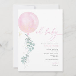 Girl Pink Balloon Kinderdusche Einladung