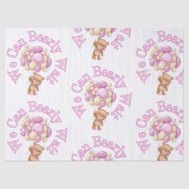 Girl Pink Bear Baby Dusche Seidenpapier (Vorderseite)