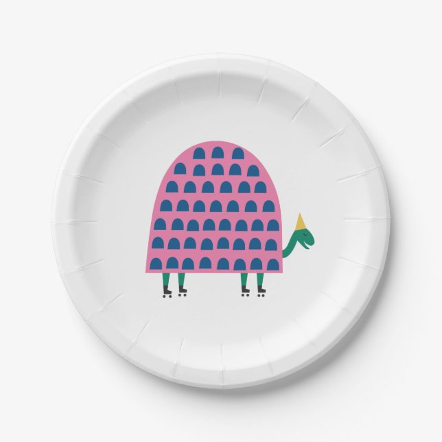Girl Pink Birthday Turtle Animal Party Pappteller (Vorderseite)