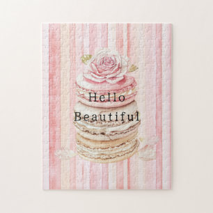 Girl Pink Blush White Stripes Macaroons