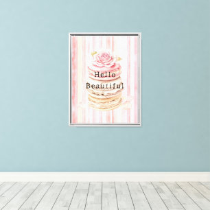 Girl Pink Blush White Stripes Macaroons Leinwanddruck