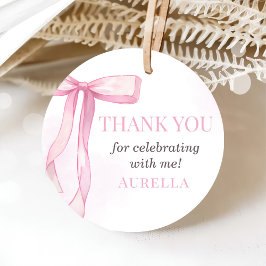Girl Pink Bow 1. Geburtstag Party Geschenkanhänger