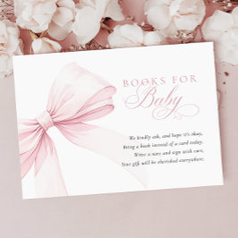 Girl Pink Bow Baby Shower Books for Baby Begleitkarte