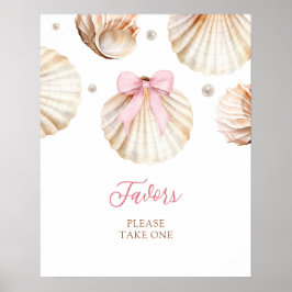 Girl Pink Bow Shell Baby Shower Favors Poster