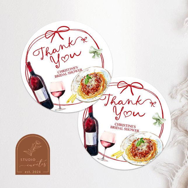 Girl Pink Bow Shell Baby Shower Thank You Sticker, Runder Aufkleber (Von Creator hochgeladen)