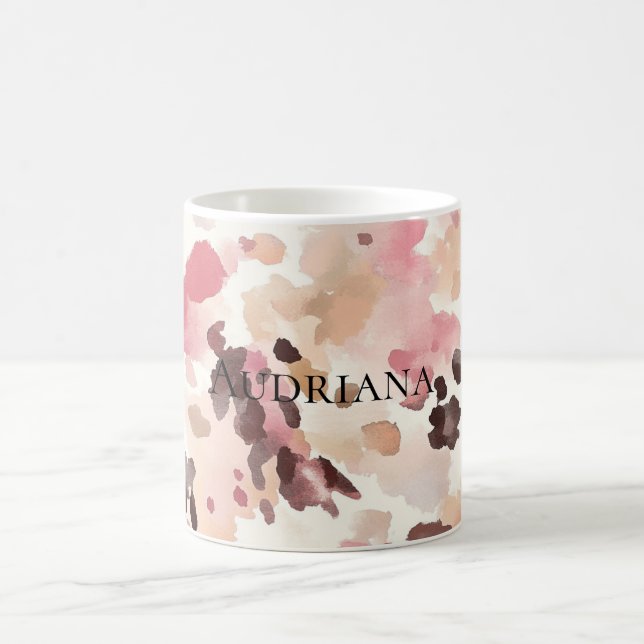 Girl Pink Brown Cream Leopard Animal Print Kaffeetasse (Mittel)