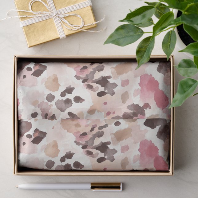 Girl Pink Brown Cream Leopard Animal Print Seidenpapier (Geschenk)