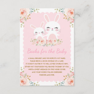 Girl Pink Bunny Rabbit Babydusche Buchanfrage Begleitkarte