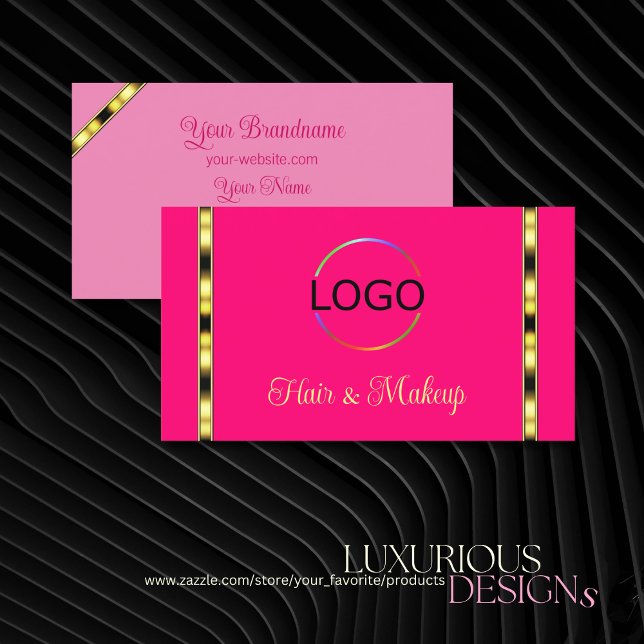 Girl Pink Chic mit Logo Gold Border Beruflich Visitenkarte (Von Creator hochgeladen)