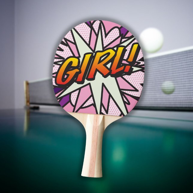 Girl Pink Cool Modernes Comic Buch Tischtennis Schläger (Von Creator hochgeladen)