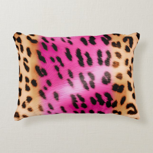 Girl Pink Cream Leopard Print Dekokissen (Vorderseite)
