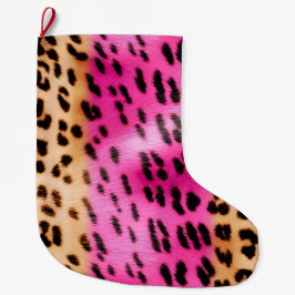 Girl Pink Cream Leopard Print Großer Weihnachtsstrumpf