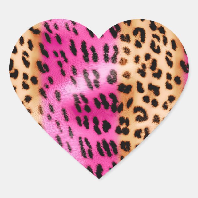 Girl Pink Cream Leopard Print Herz-Aufkleber (Vorderseite)