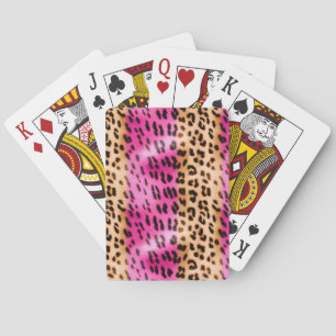 Girl Pink Cream Leopard Print Spielkarten