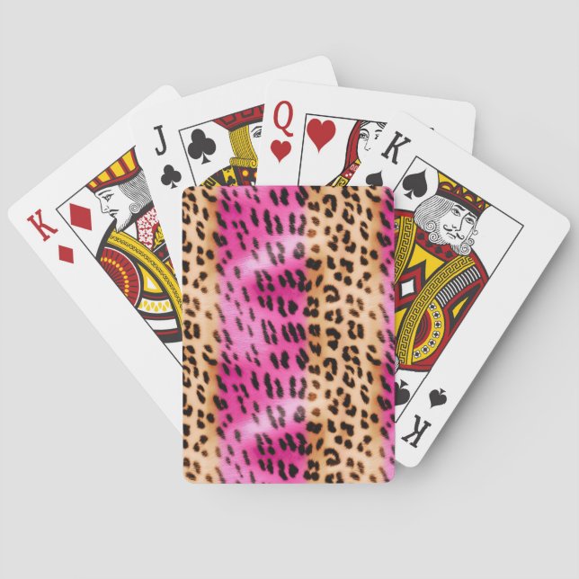 Girl Pink Cream Leopard Print Spielkarten (Rückseite)