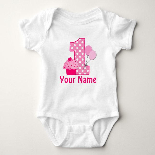 Girl Pink Cupcake Baby Strampler (Vorderseite)