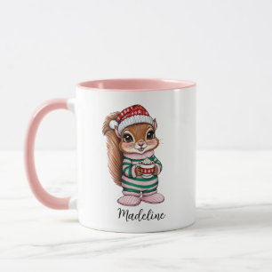 Girl Pink Custom Christmas Eichhörnchen Tasse