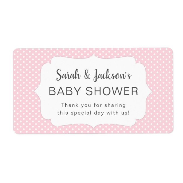 Girl pink dots Baby Duschwasser Flasche Etikett (Vorne)