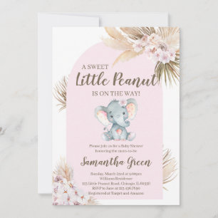 Girl Pink Elephant Baby Dusche Einladung