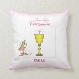 Girl Pink Erste heilige Kommunion, Chalice, Gastge Kissen