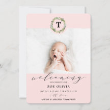 Girl Pink Eucalyptus Greenerenery Monogram Baby Bi