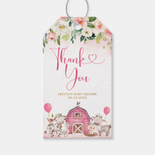 Girl Pink Farm Baby Dusche Danke Tag Geschenkanhänger