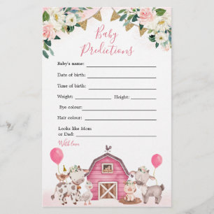 Girl Pink Farm Baby Shower Baby Vorhersagen