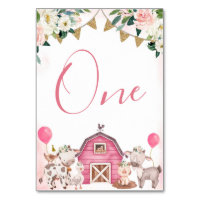 Girl Pink Farm Baby shower Numéro de table