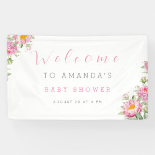 Girl Pink Floral Baby in Blütendusche Niedlich Banner