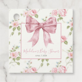 Girl Pink Floral Bow & Gingham Geschenkanhänger