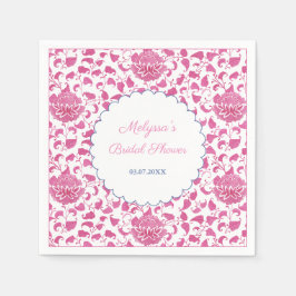 Girl Pink Floral Chinoiserie Brautparty Serviette