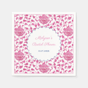 Girl Pink Floral Chinoiserie Brautparty Serviette